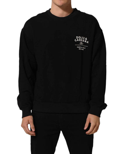Black Cotton Logo Print Sweatshirt Sweater
