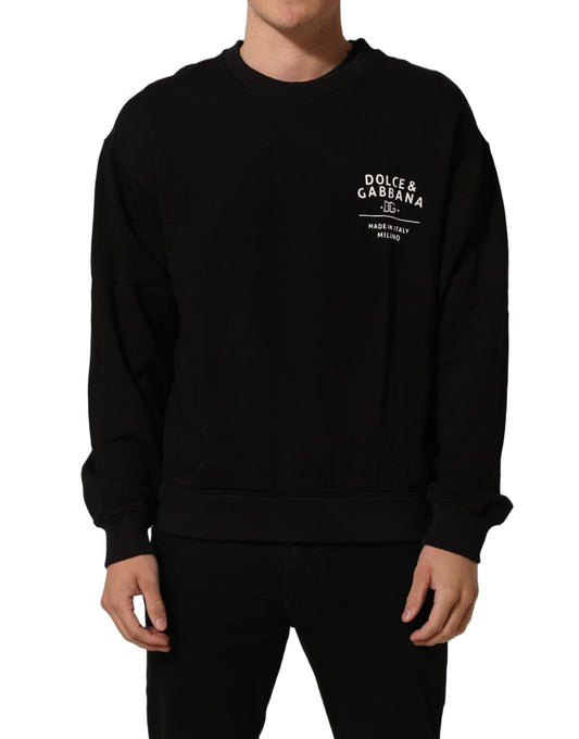 Black Cotton Logo Print Sweatshirt Sweater