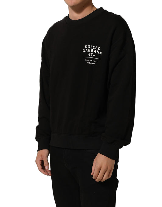 Black Cotton Logo Print Sweatshirt Sweater
