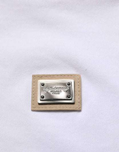 White Cotton Logo Plaque Crew Neck T-shirt