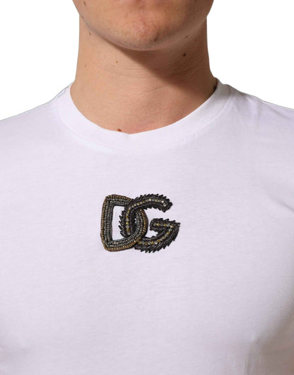 White DG Logo Cotton Crew Neck Men T-shirt