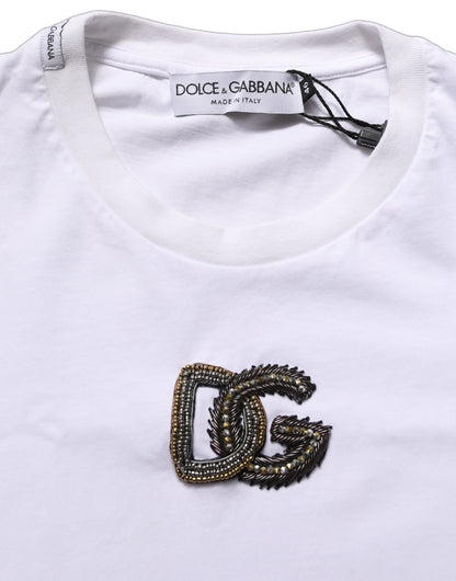 White DG Logo Cotton Crew Neck Men T-shirt