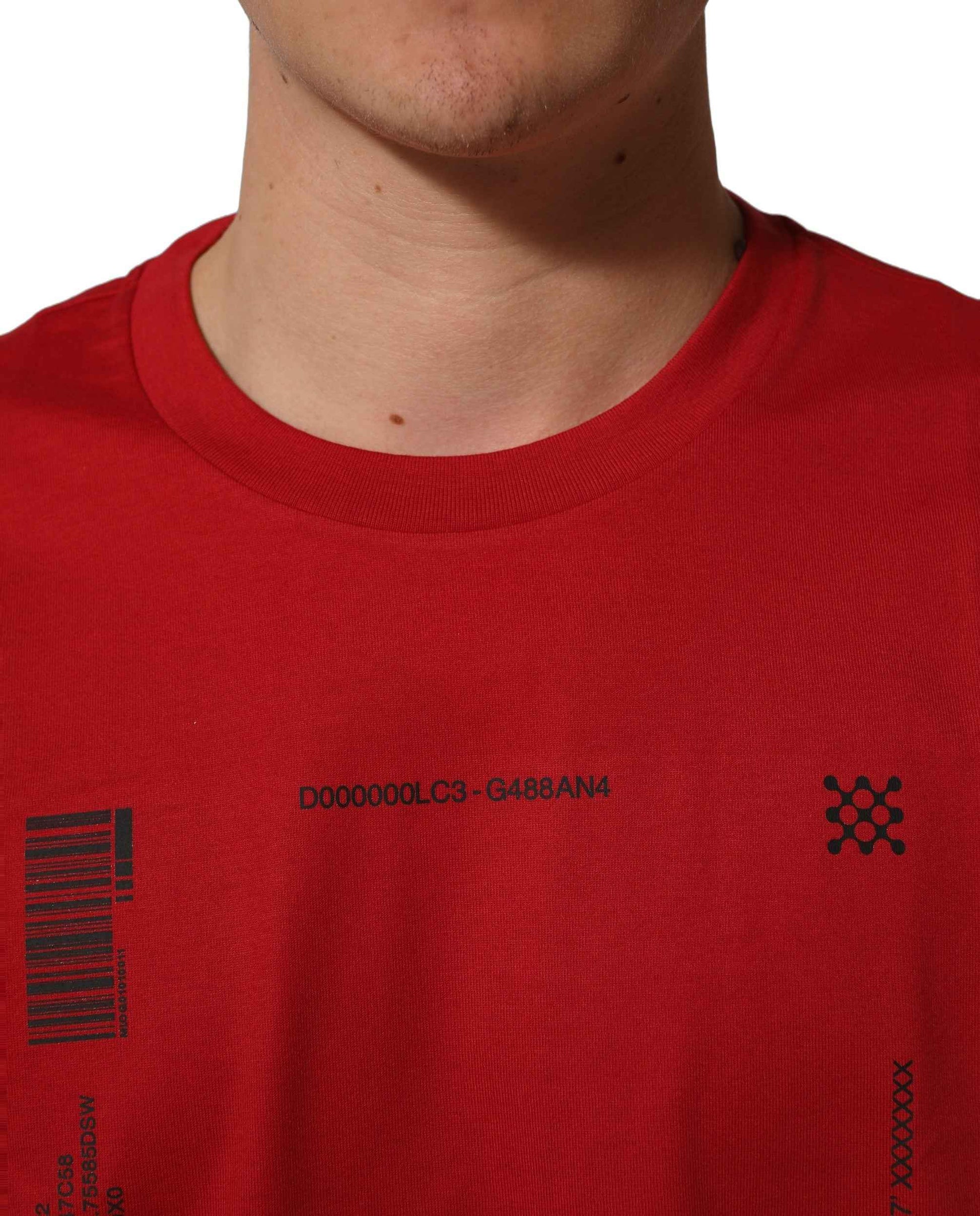 Red Cotton Graphic Print Crew Neck T-shirt
