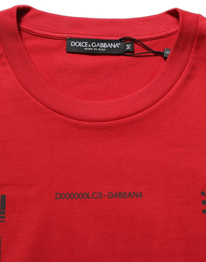 Red Cotton Graphic Print Crew Neck T-shirt