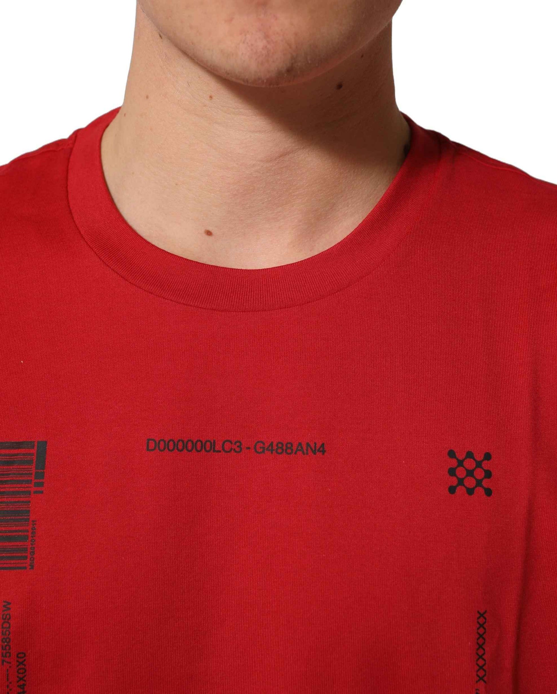 Red Cotton Graphic Print Crew Neck T-shirt