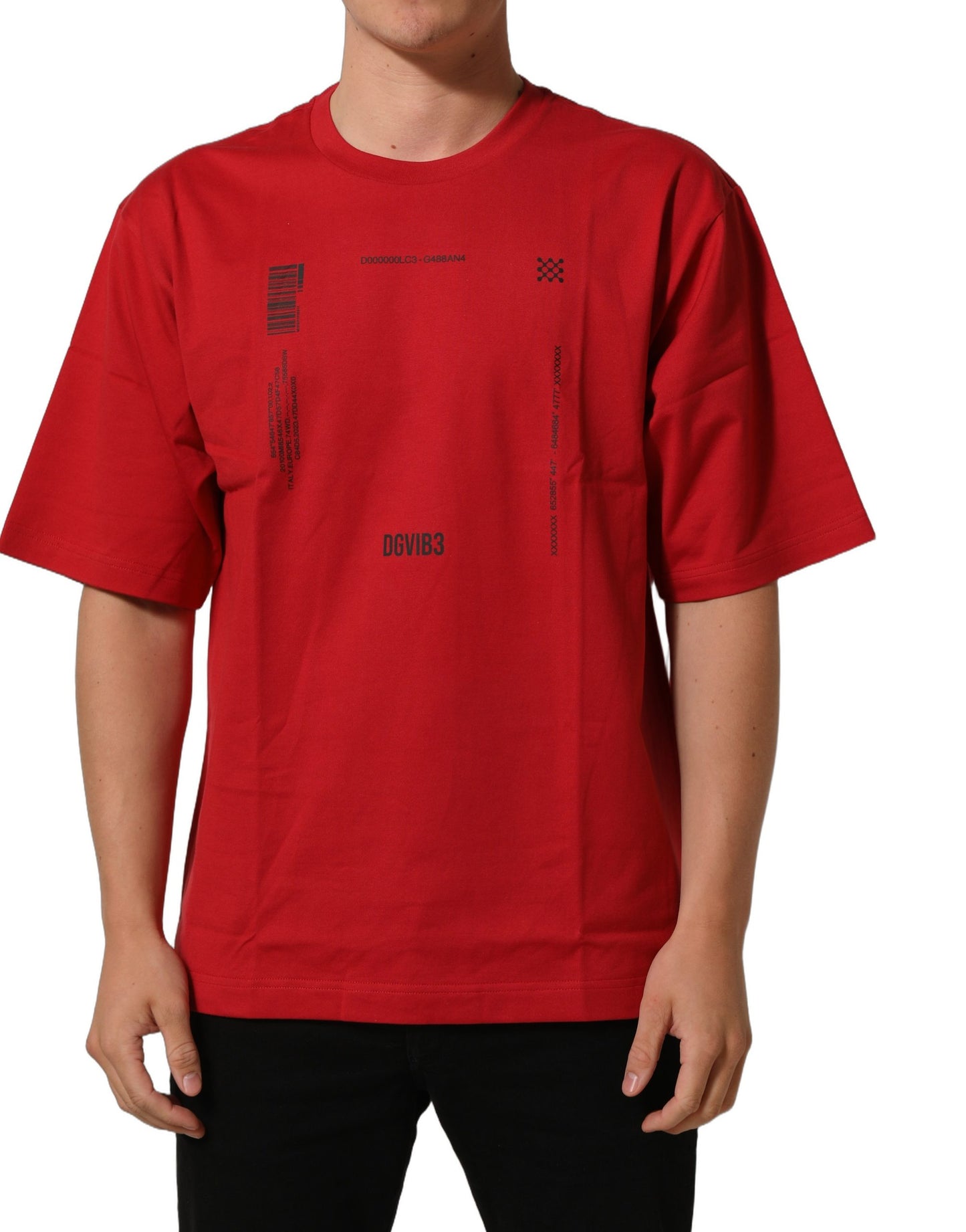 Red Cotton Graphic Print Crew Neck T-shirt