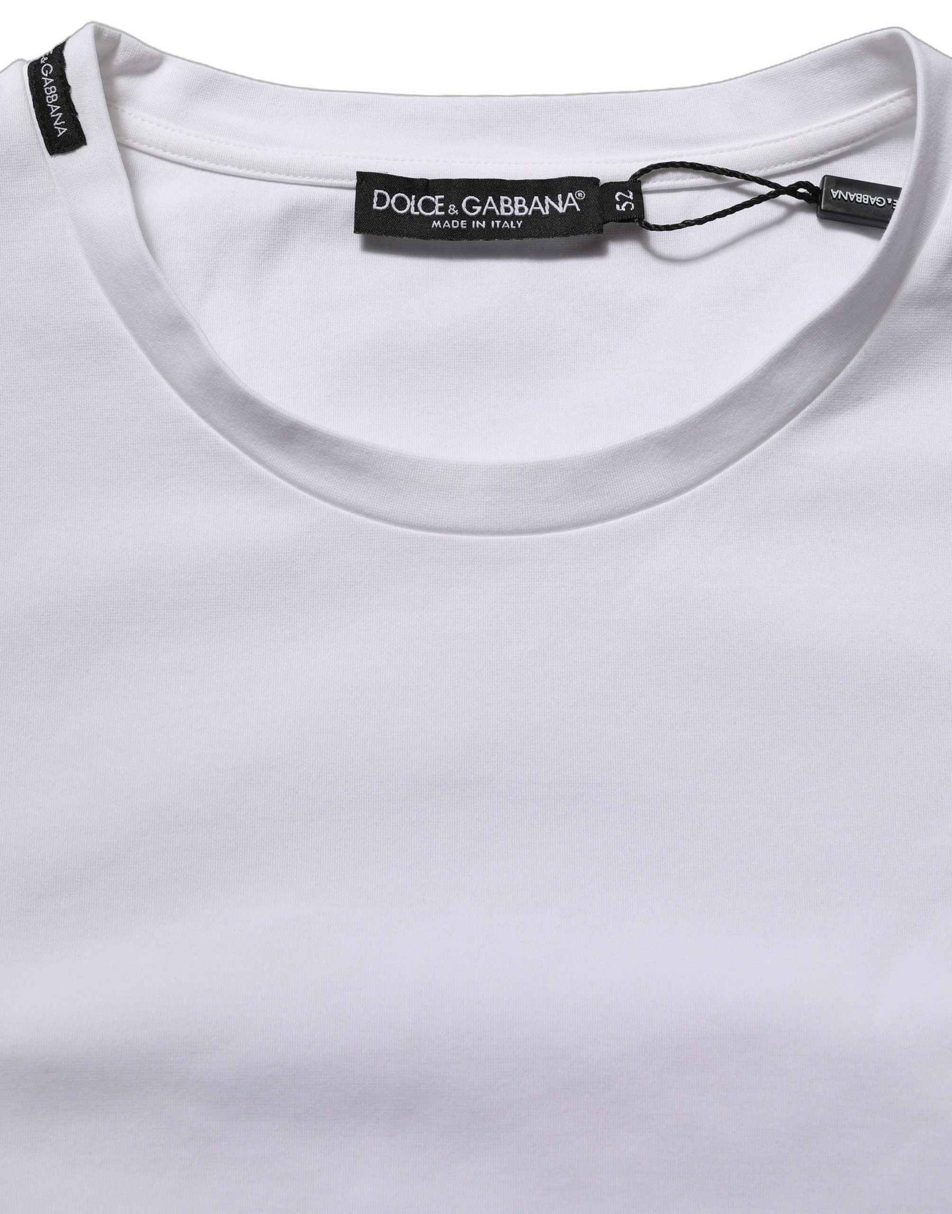 White Cotton Short Sleeves Crew Neck T-shirt