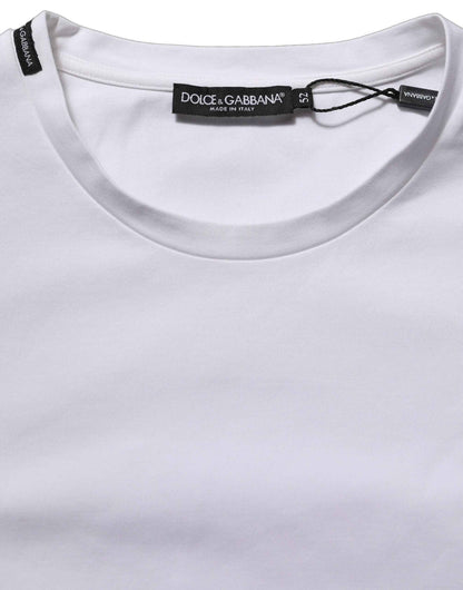 White Cotton Short Sleeves Crew Neck T-shirt