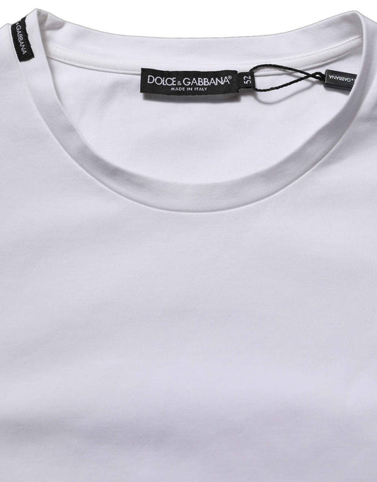 White Cotton Short Sleeves Crew Neck T-shirt