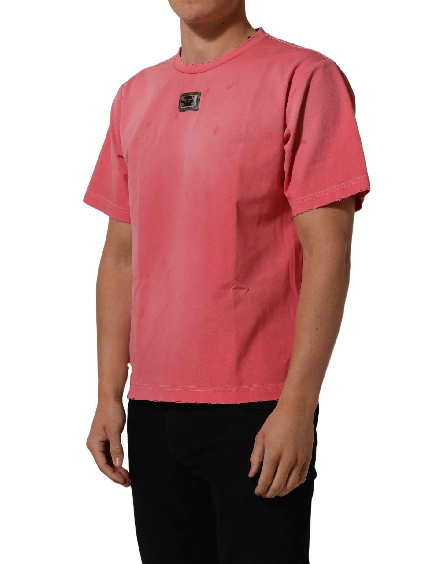Pink Re-Edition Distressed Crew Neck T-shirt