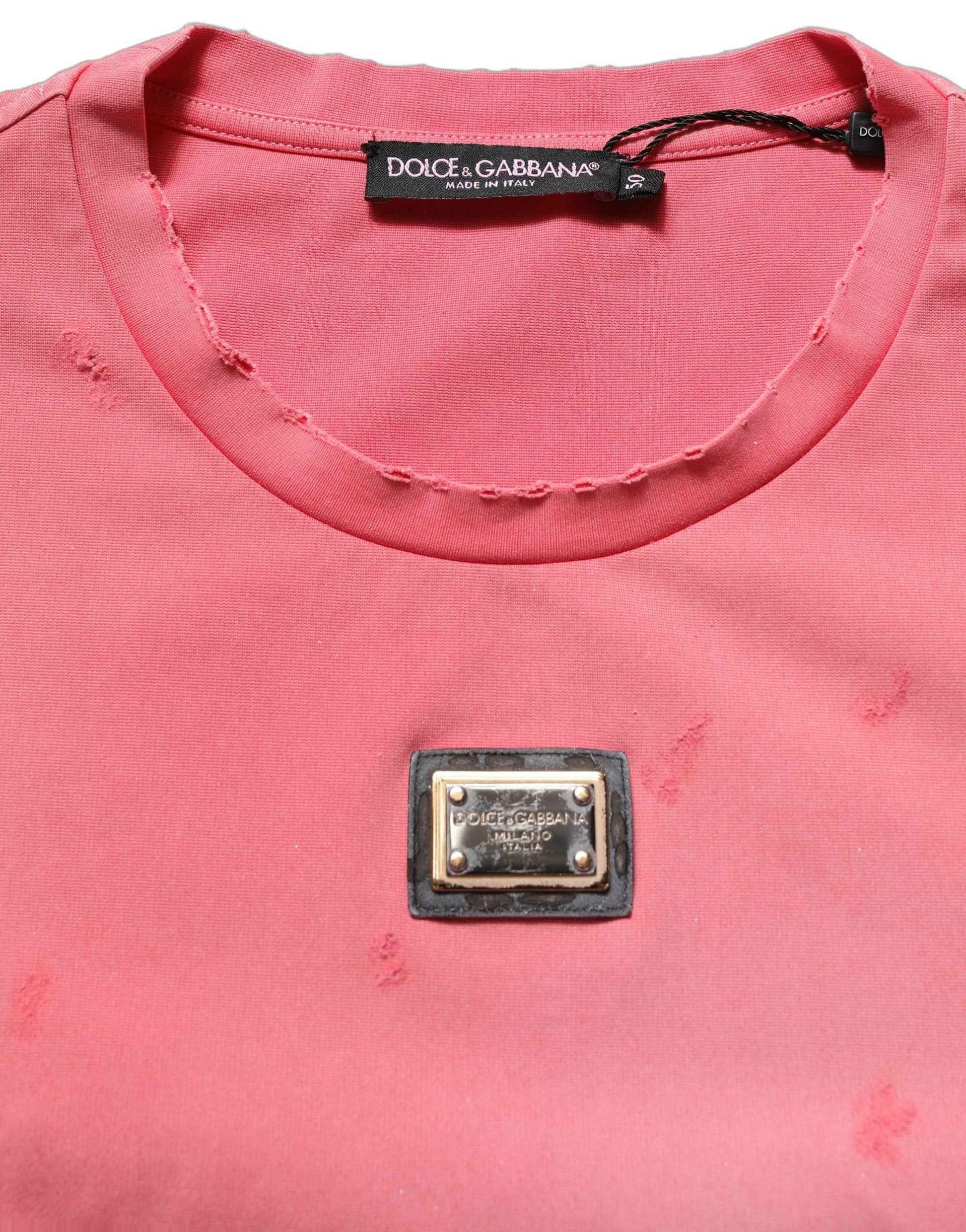 Pink Re-Edition Distressed Crew Neck T-shirt
