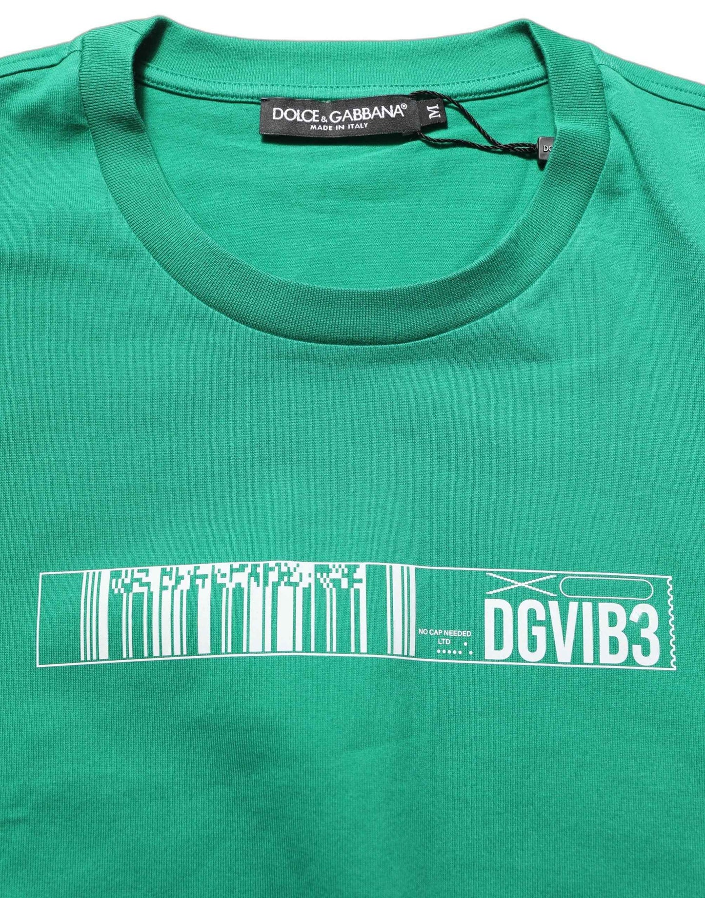 Green Cotton DGVIB3 Print Crew Neck T-shirt