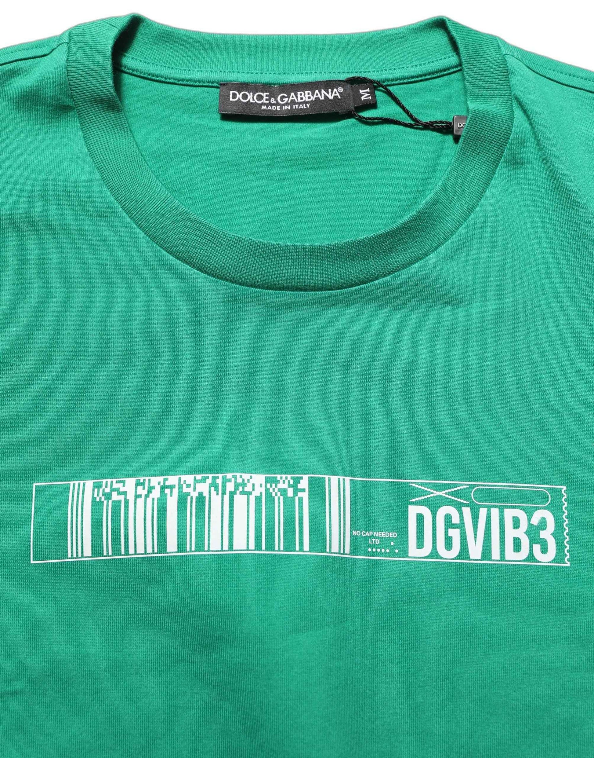 Green Cotton DGVIB3 Print Crew Neck T-shirt