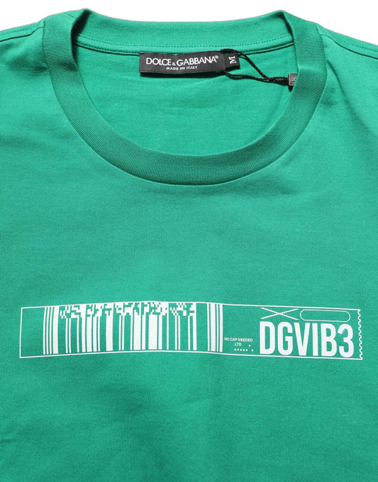 Green Cotton DGVIB3 Print Crew Neck T-shirt