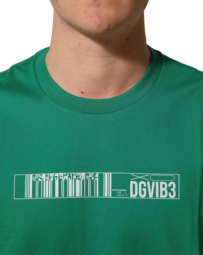 Green Cotton DGVIB3 Print Crew Neck T-shirt