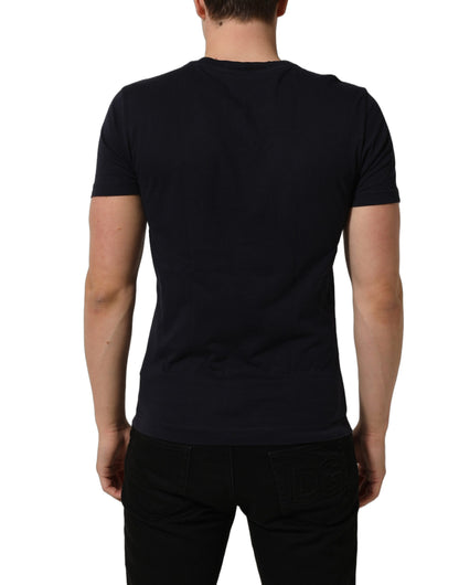 Black Cotton Short Sleeves Crew Neck T-shirt