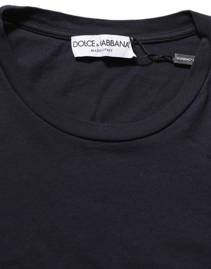 Black Cotton Short Sleeves Crew Neck T-shirt