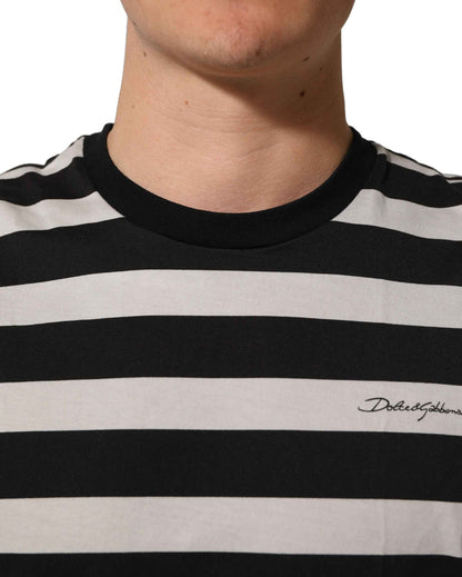 Black White Stripes Cotton Sleeveless T-shirt