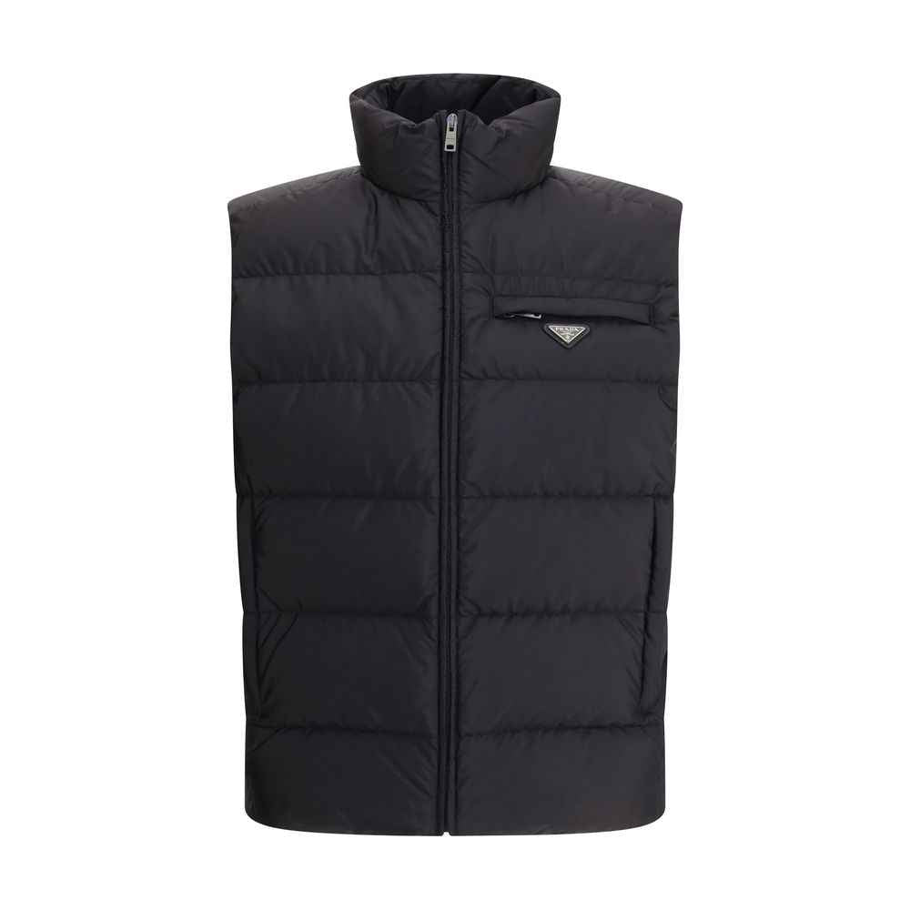 Black Recycled Polyamide Sleeveless Jacket