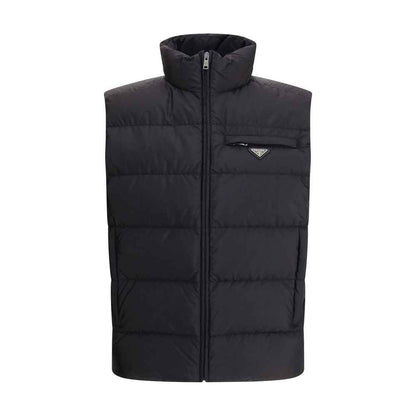 Black Recycled Polyamide Sleeveless Jacket