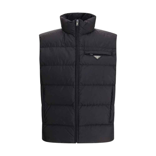 Black Recycled Polyamide Sleeveless Jacket