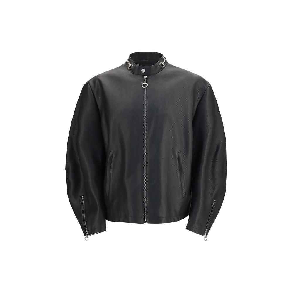 Black Calf Leather Bos Taurus Biker Jacket
