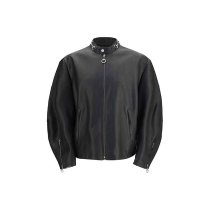 Black Calf Leather Bos Taurus Biker Jacket