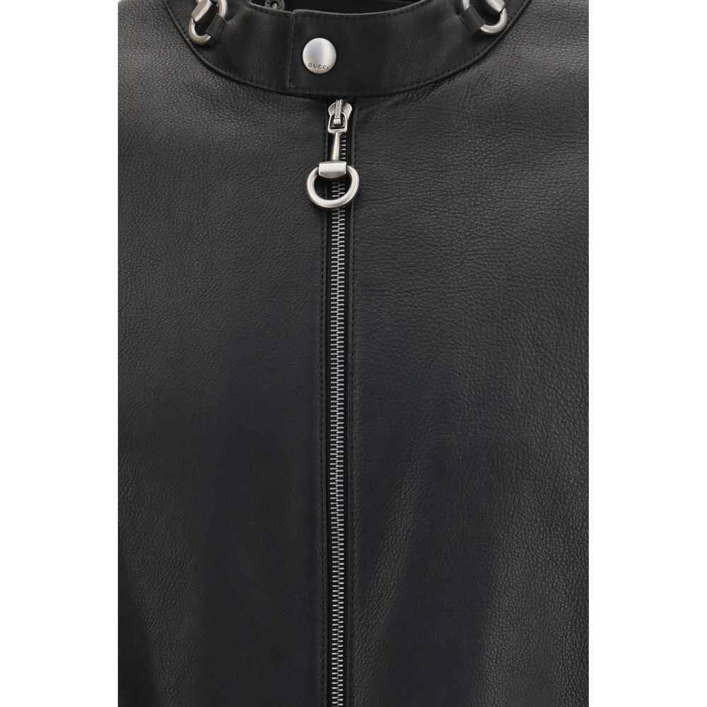 Black Calf Leather Bos Taurus Biker Jacket