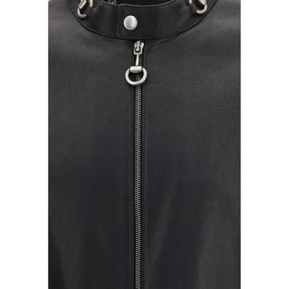 Black Calf Leather Bos Taurus Biker Jacket