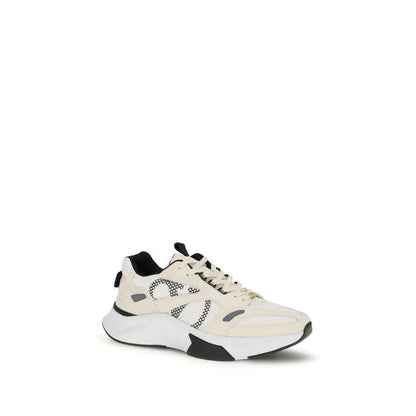 White Fabric Low Top Sneakers
