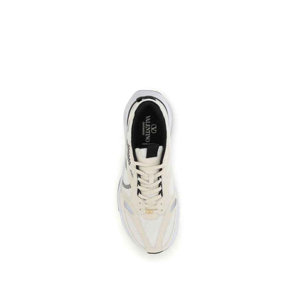White Fabric Low Top Sneakers