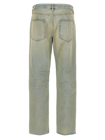 Blue Cotton Straight-Leg Jeans