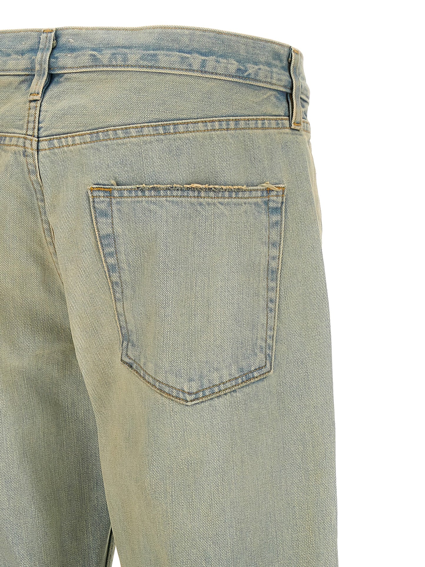 Blue Cotton Straight-Leg Jeans