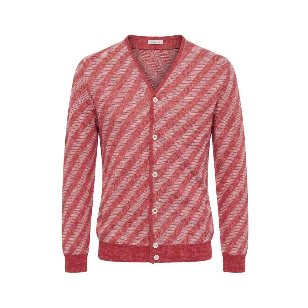 Red Linen Men Cardigan