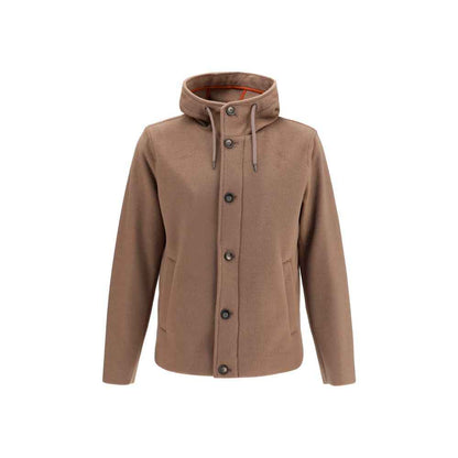 Brown Polyester Full-Length Jacket