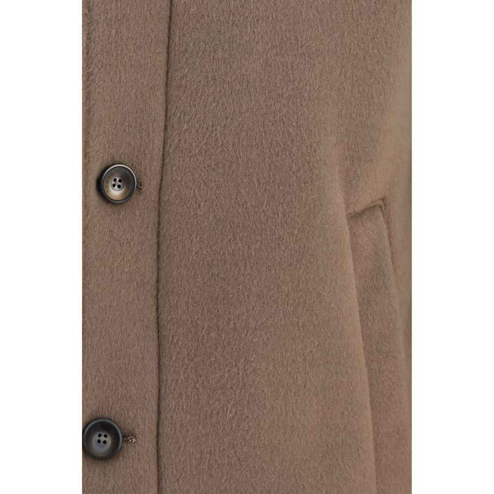Brown Polyester Full-Length Jacket
