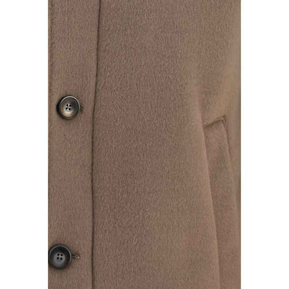 Brown Polyester Full-Length Jacket