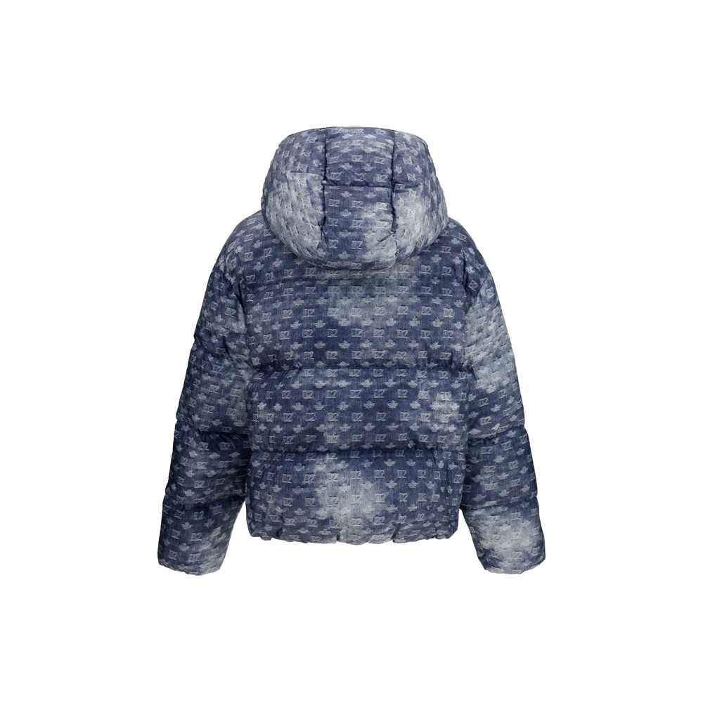 Blue Polyester Full-Length Jacket