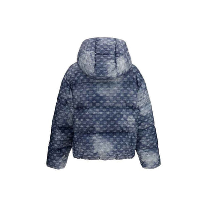 Blue Polyester Full-Length Jacket