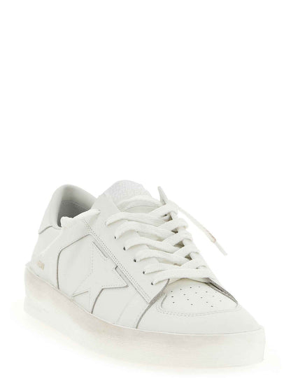 White Cowhide Low Top Sneakers