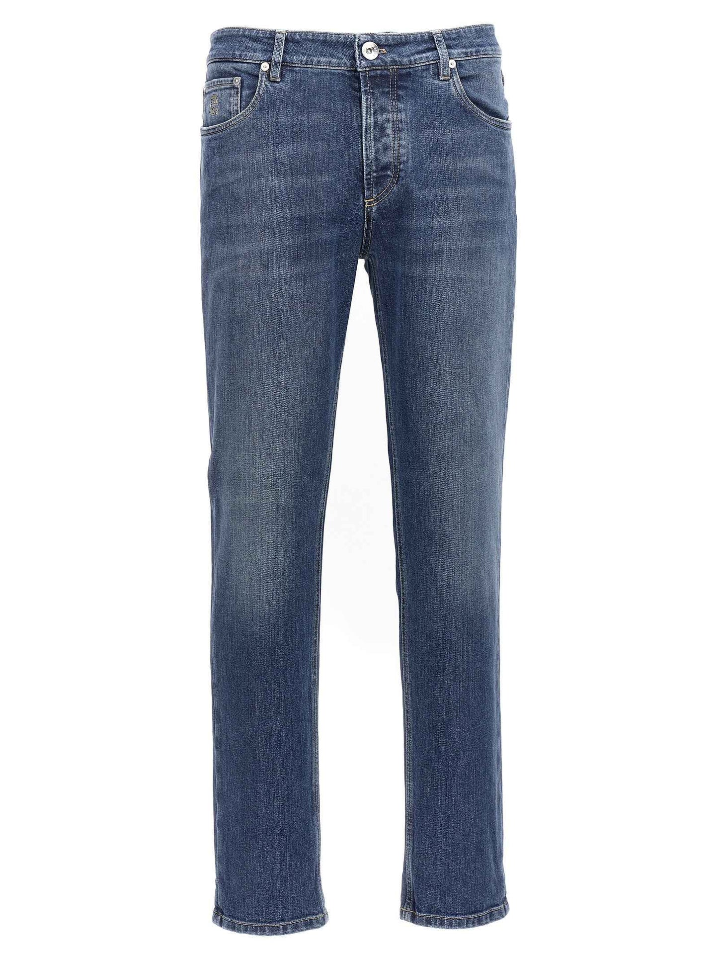 Blue Cotton Slim Fit Jeans
