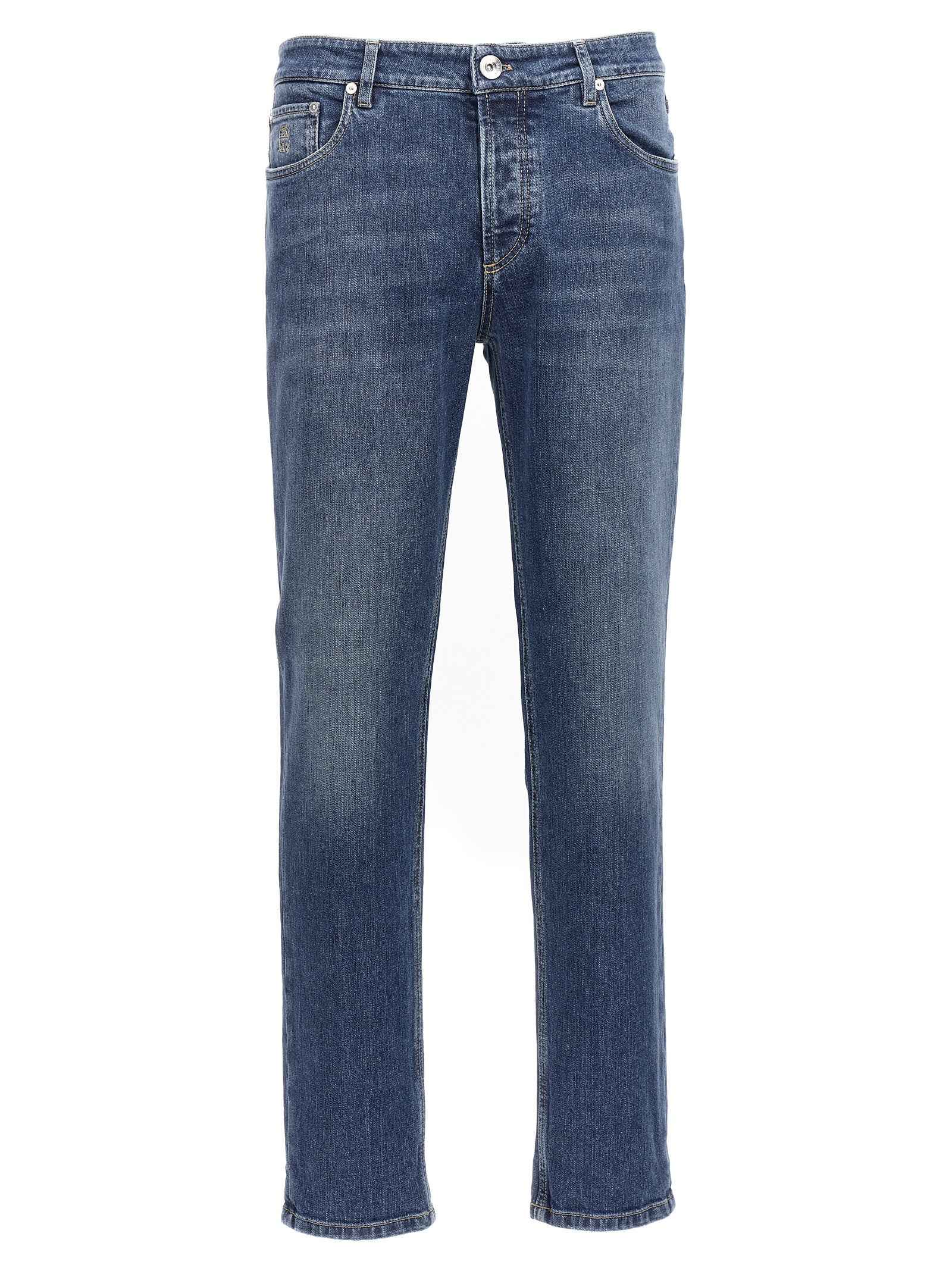 Blue Cotton Slim Fit Jeans