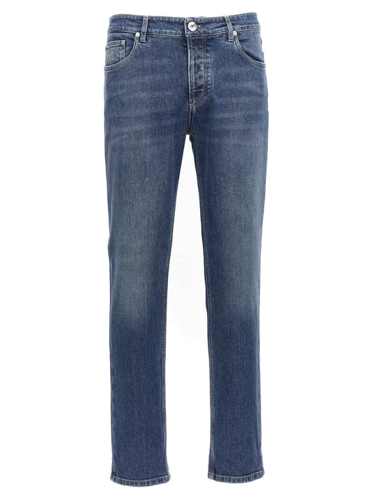 Blue Cotton Slim Fit Jeans