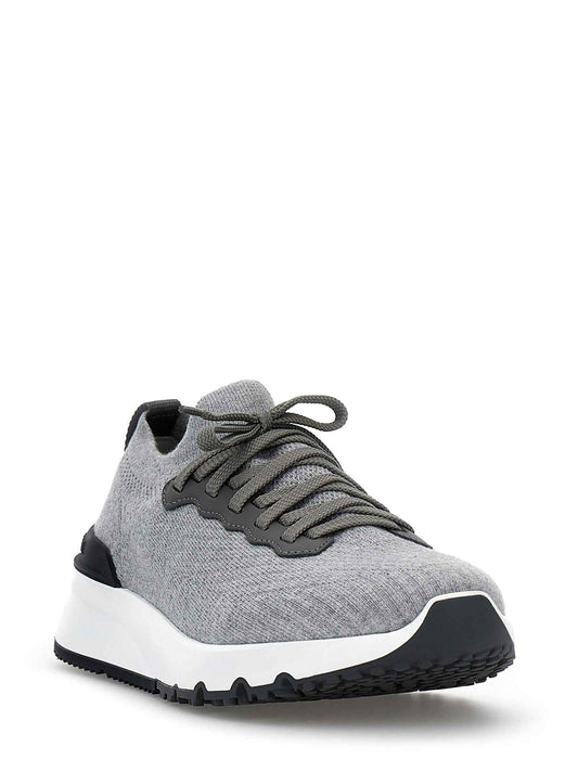 Gray Cotton Athletic Sneakers