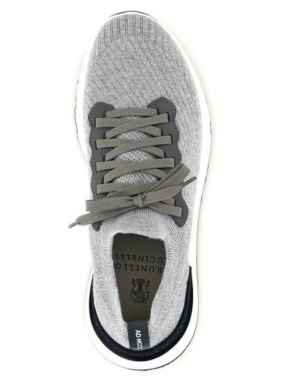Gray Cotton Athletic Sneakers