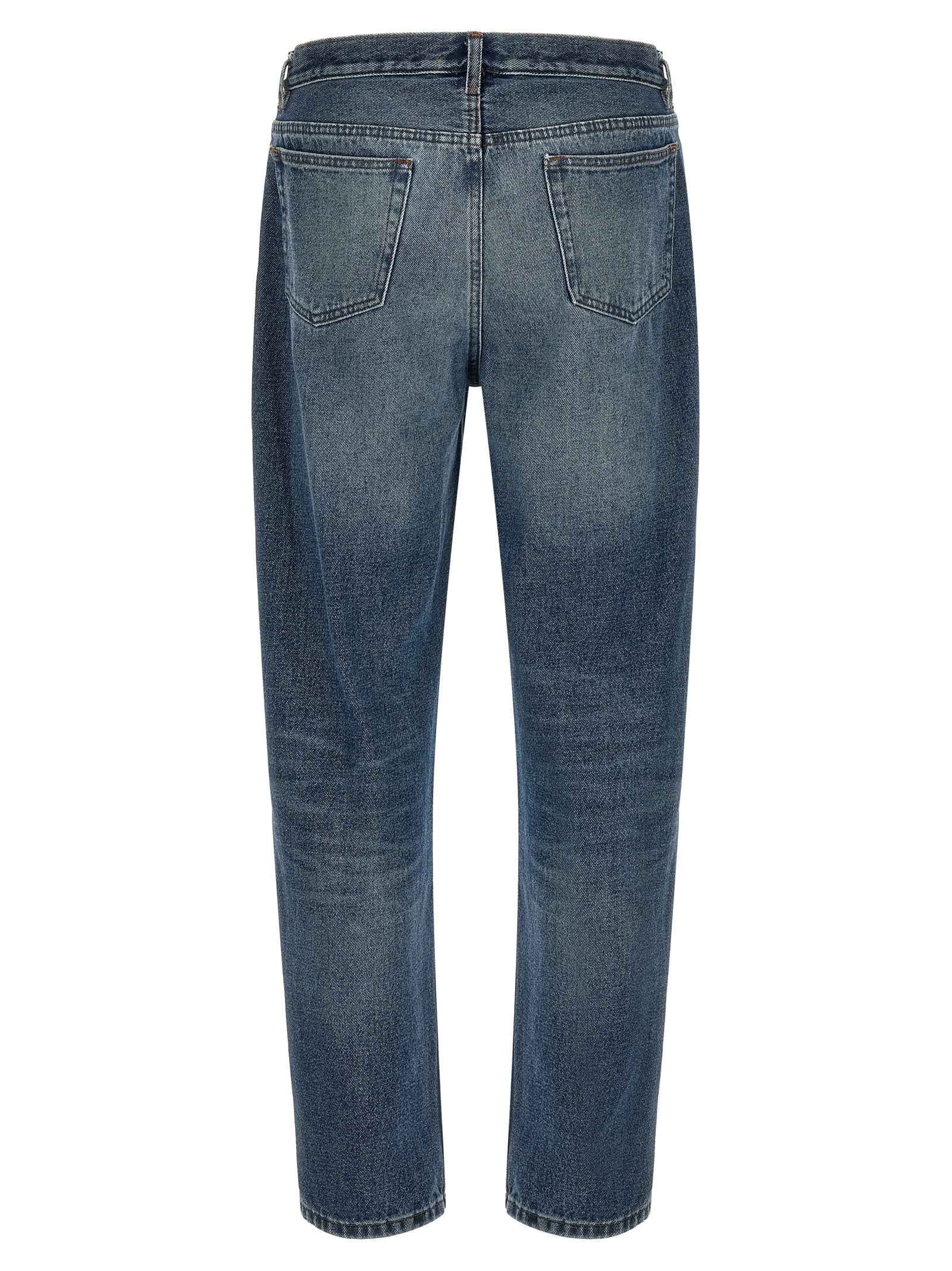 Blue Cotton Straight-Leg Jeans
