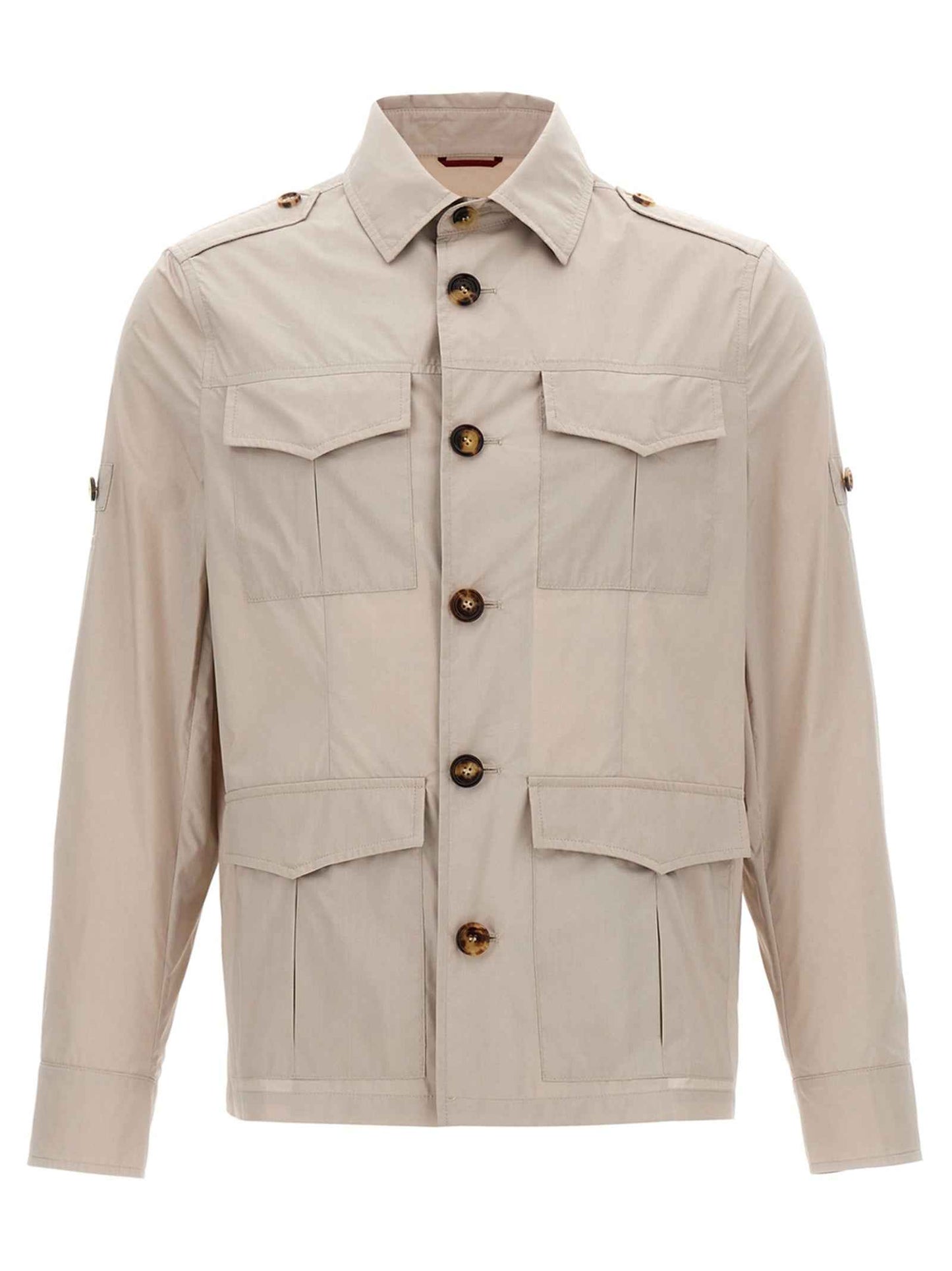 Beige Cotton Full-Length Jacket