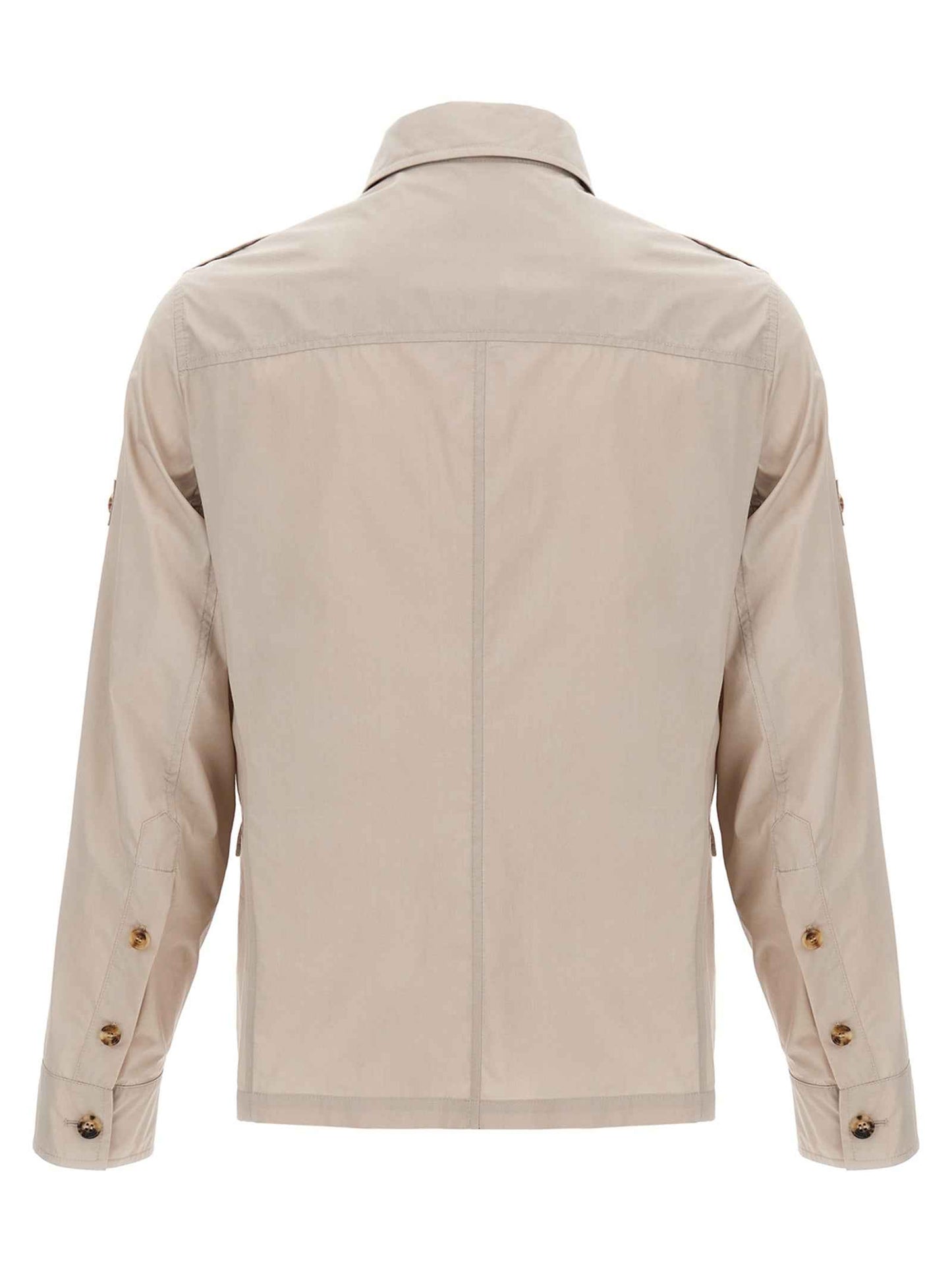 Beige Cotton Full-Length Jacket