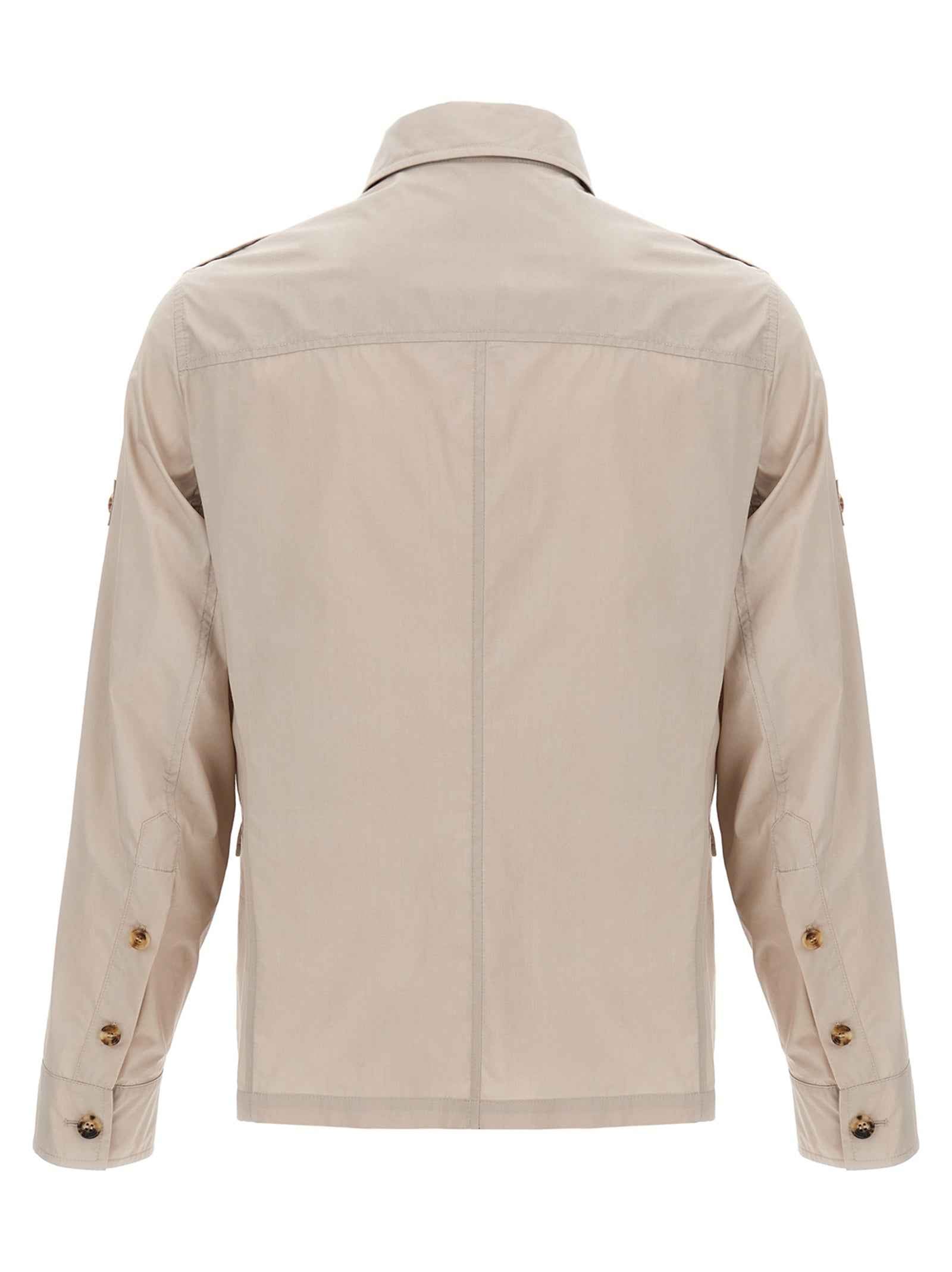 Beige Cotton Full-Length Jacket