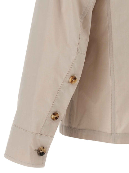 Beige Cotton Full-Length Jacket